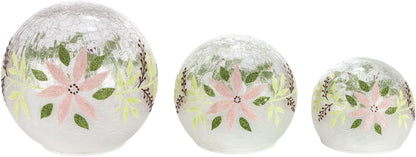 LED-Glaskugeln "Winterflowers", 3er-Set