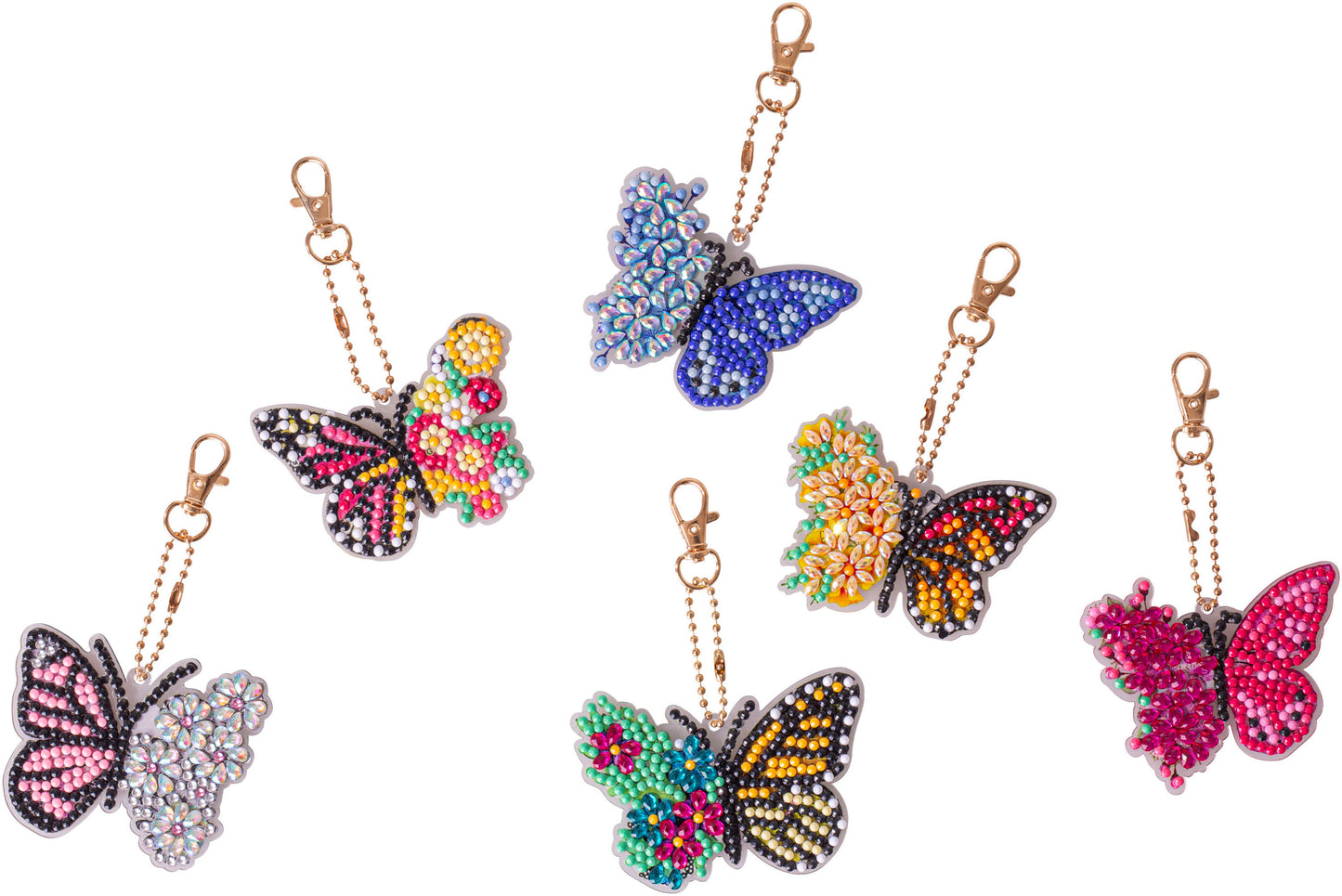 Diamond Painting Schlüsselanhänger "Butterfly" 6er-Set