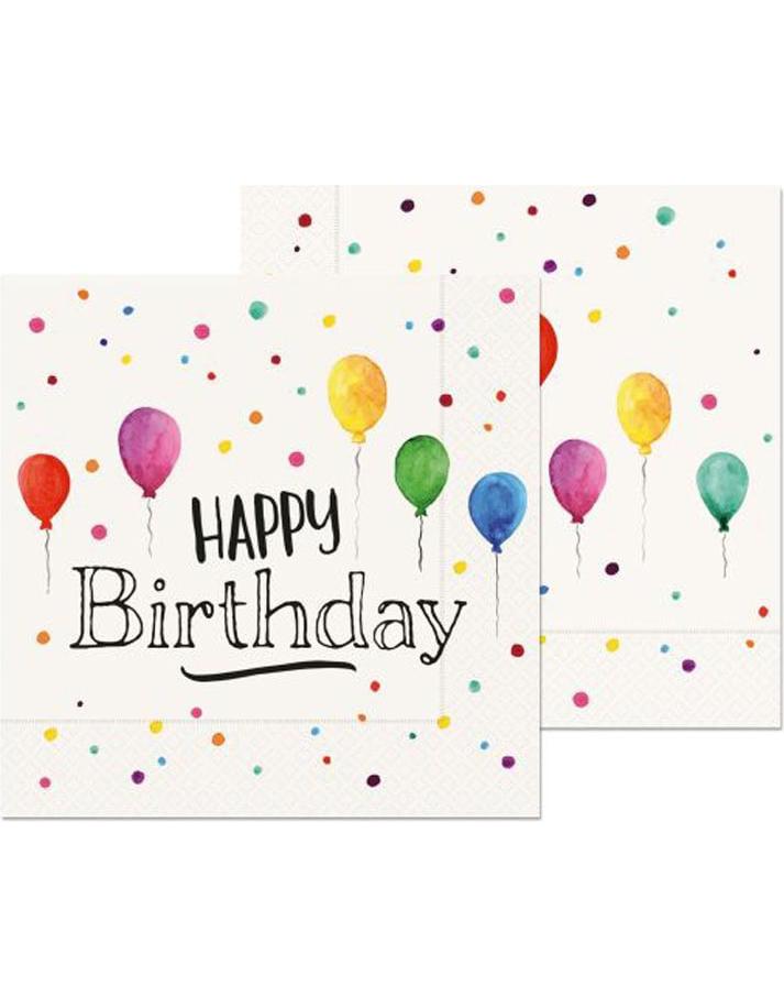 Serviette Happy Birthday 20St.