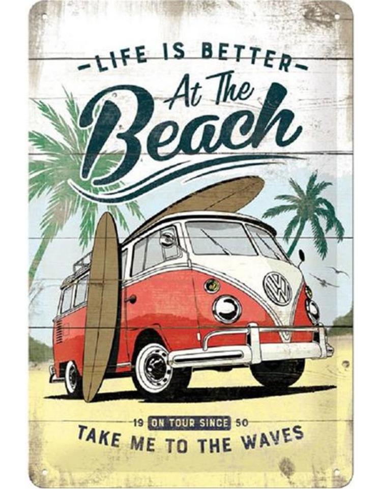 Blechschild VW Bulli - Beach