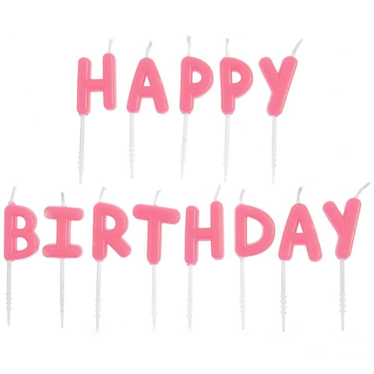 Kerzen Happy Birthday, Neon Pink