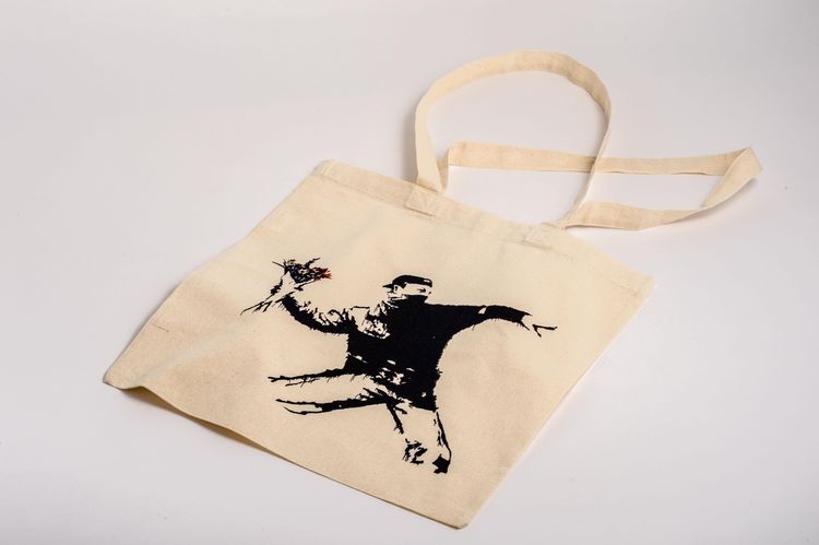 Stofftasche Bansky - Blumenwerfer