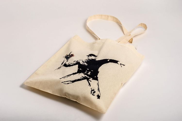 Stofftasche Bansky - Blumenwerfer