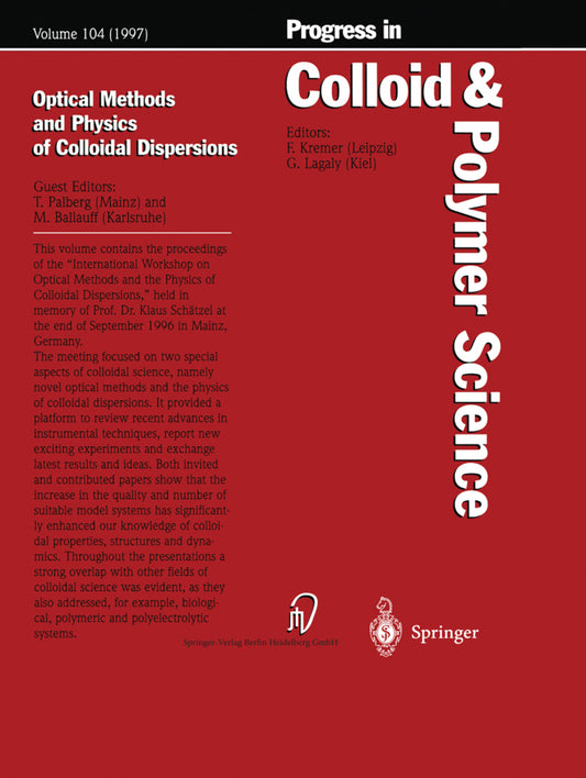 Optical Methods and Physics of Colloidal Dispersions (Thomas Palberg)