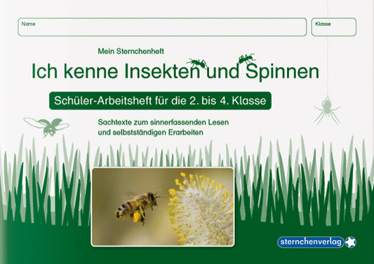 Ich kenne Insekten und Spinnen - Schülerarbeitsheft für die 2. bis 4. Klasse (Sternchenverlag Gmbh)