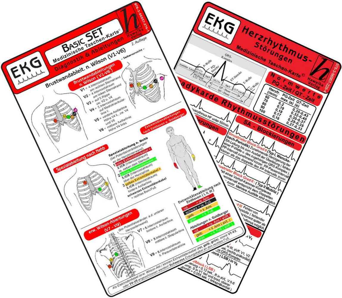EKG Basic Set (2er Set) - Diagnostik & Ableitungen, Herzrhythmusstörungen (Verlag Hawelka Verlag)