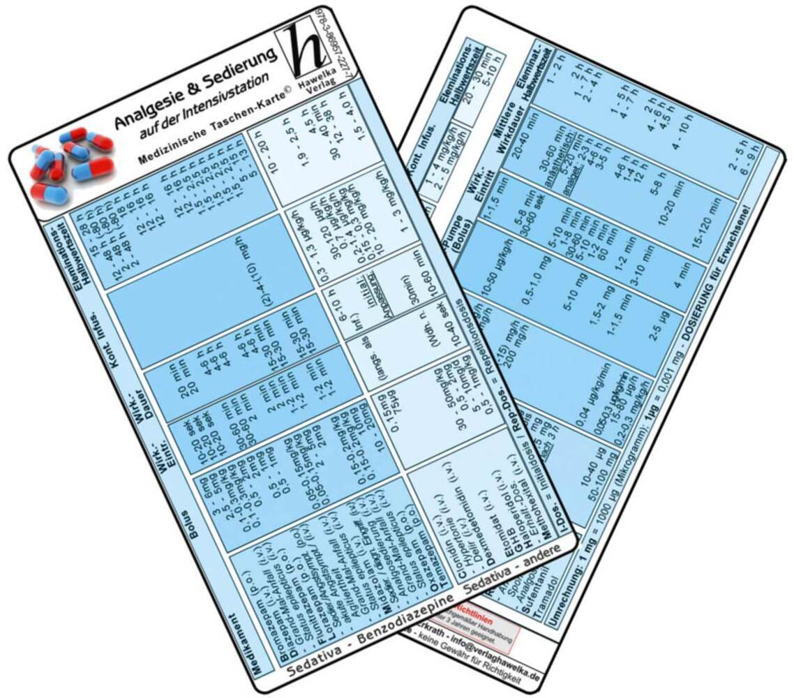Analgesie & Sedierung auf der Intensivstation - Medizinische Taschen-Karte (Hawelka Verlag)