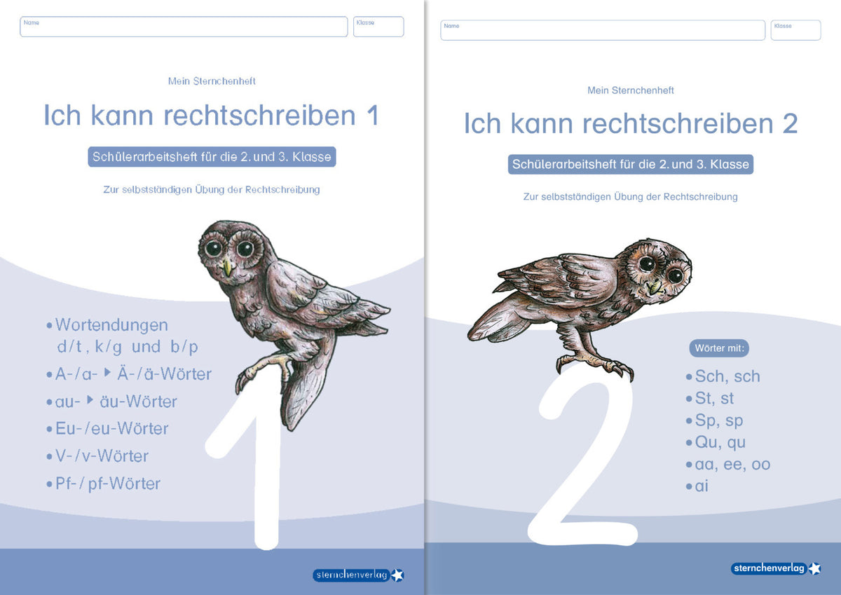 Ich kann rechtschreiben 1 und 2 - Schülerarbeitshefte für die 2. und 3. Klasse - neues Design.H.1+2 (Sternchenverlag Gmbh)
