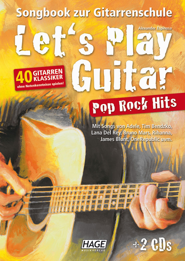 Let's Play Guitar Pop Rock Hits mit 2 CDs (Helmut Hage)