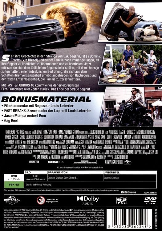 Universal FAST & FURIOUS 10 DVD