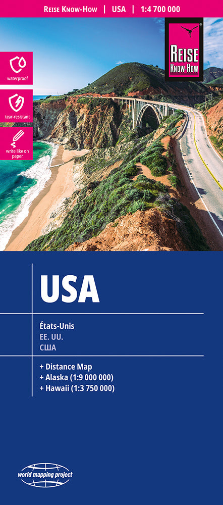Reise Know-How Landkarte USA (1:4700000) Etats-Unis /EEUU