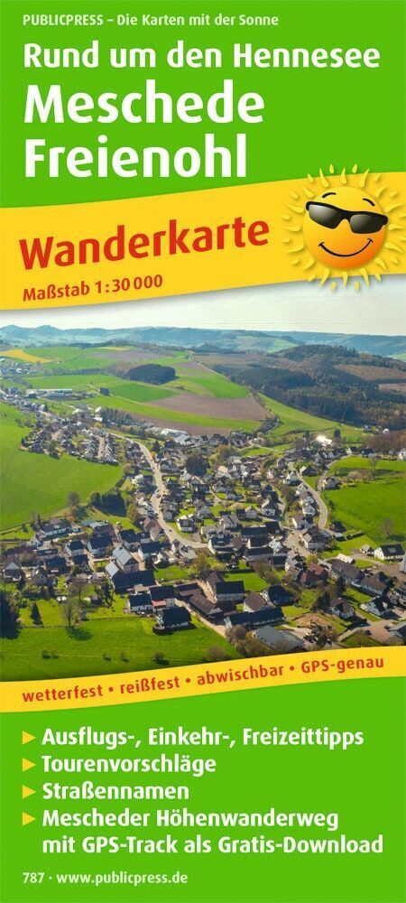 Publicpress Wanderkarte Rund um den Hennesee, Meschede, Freienohl 1:30.000