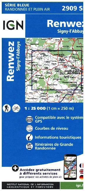 IGN Karte, Carte de randonnée (et plein air) Renwez Signy
