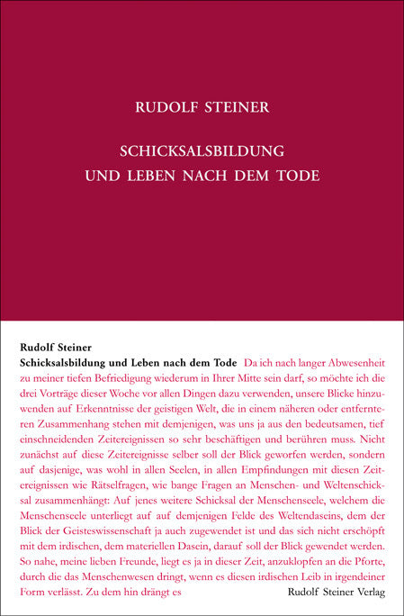 Schicksalsbildung und Leben nach dem Tode (Rudolf Steiner)