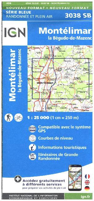 IGN Karte, Serie Bleue Montélimar. la Bégude-de-Mazenc