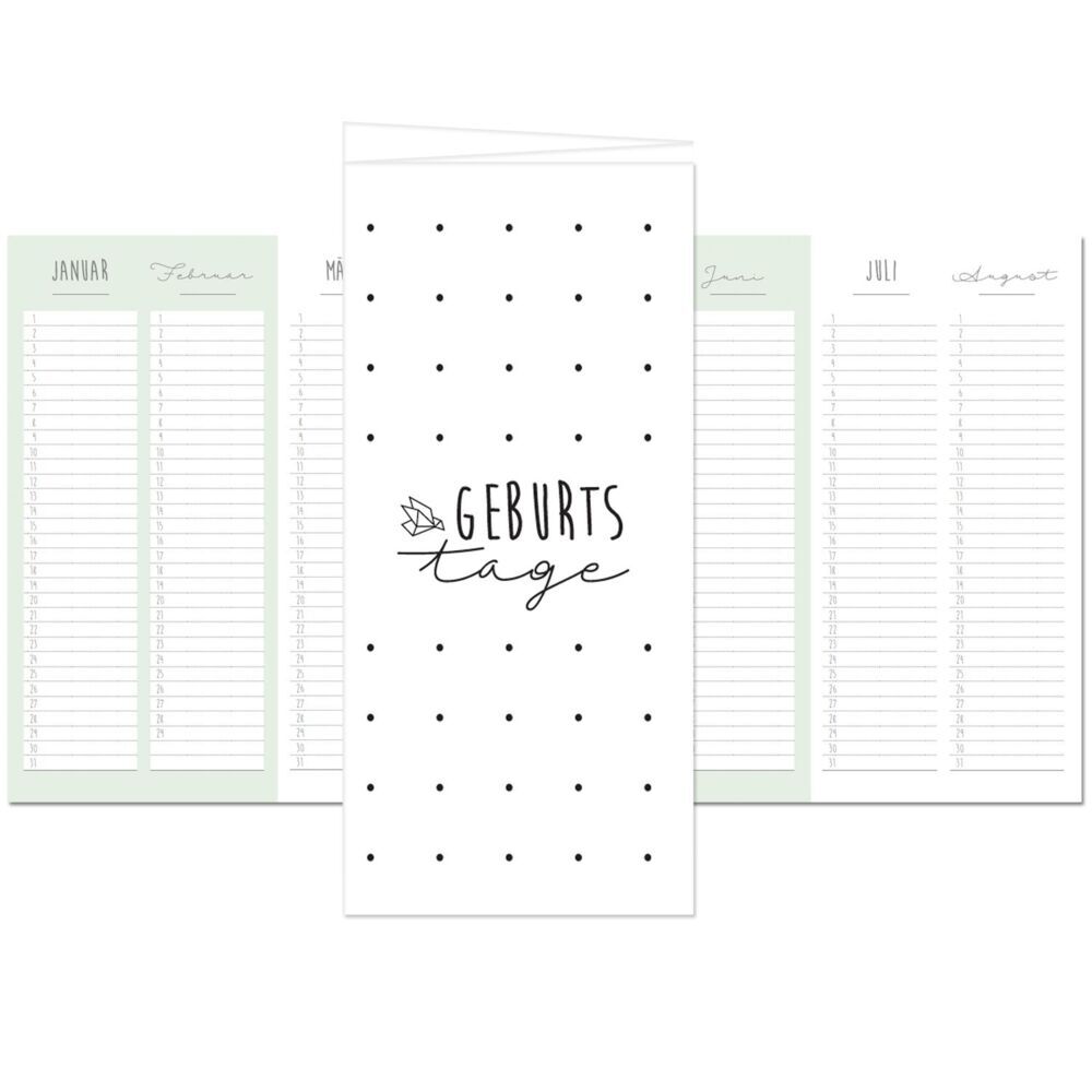 Geburtstagskalender mit Geburtstagskarte, feines Design! (Anja Garschhammer)