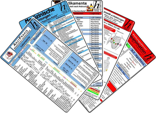 Arztpraxis Karten-Set - Labor Normwerte, Medikamente, Medizinische Abkürzungen, EKG Diagnostik & Ableitungen, Reanimation (Verlag Verlag Hawelka)
