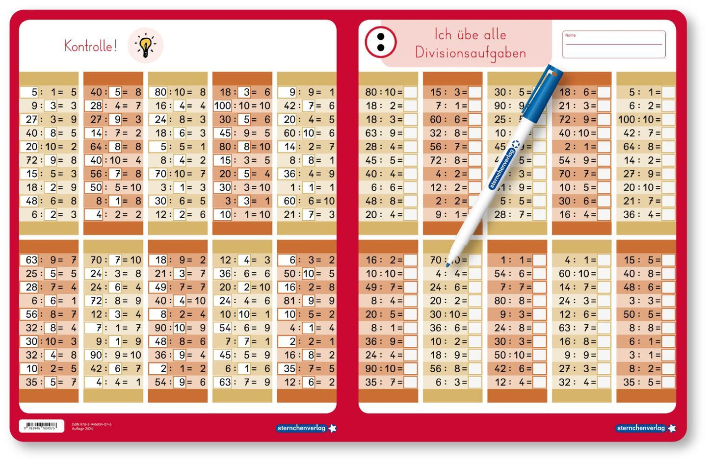 Ich übe alle Divisionsaufgaben, Doppelklappkarte mit Spezialstift (Katrin Langhans)