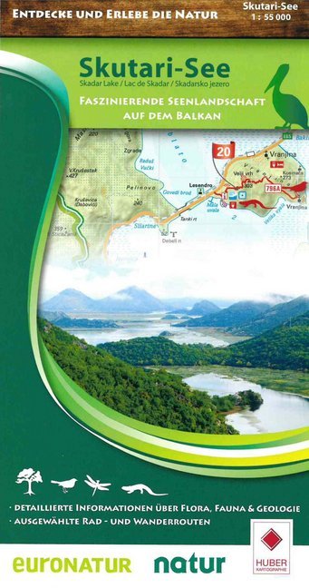 Nature Map Skutarisee / Lake Skutari 1:55 000 (Huber Kartographie Gmbh)