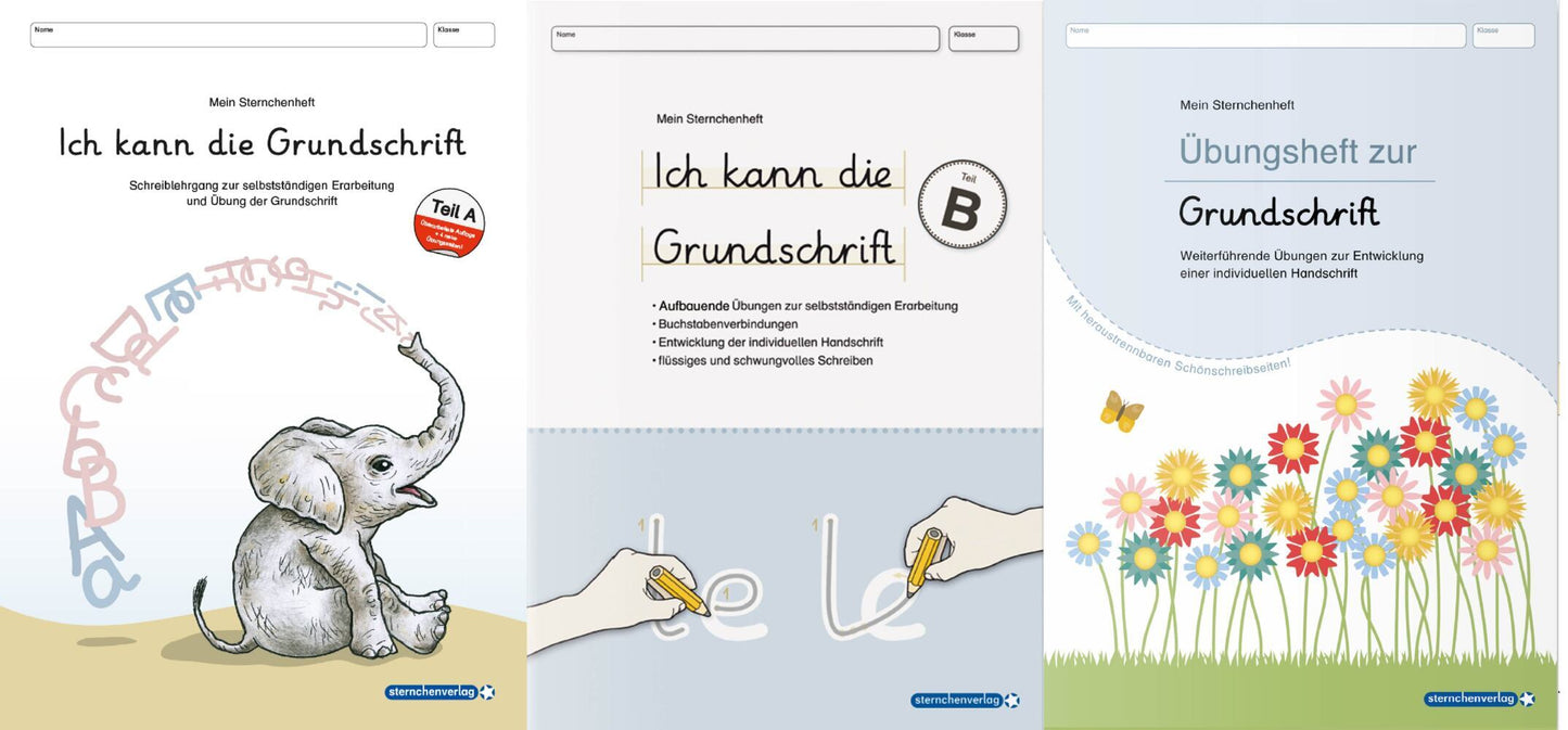 Ich kann die Grundschrift Teil A und B und das Übungsheft Ich kann richtig schön schreiben (Sternchenverlag Gmbh)