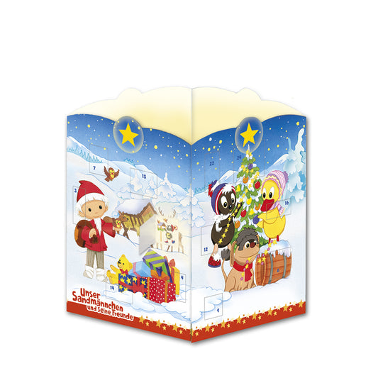 TRÖTSCH - Windlicht Adventskalender "Unser Sandmännchen" | Weihnachtskalender mit 24 leuchtenden Motiven