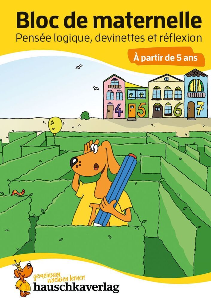 Bloc d'activités préscolaires à partir de 5 ans pour garçons et filles, livre garcon 4 ans - Pensée logique, devinettes et casse-tête pour apprendre a ecrire, livre enfant 4 ans (Linda Bayerl)