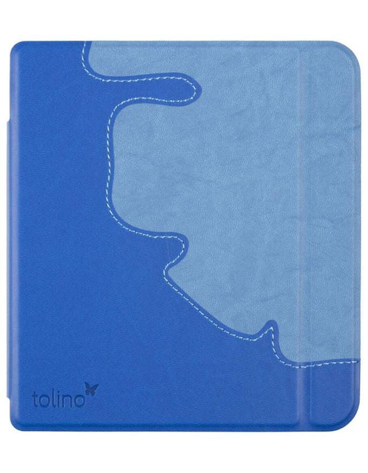 tolino vision color, Schutztasche in Lederoptik (Motiv:flowy blue)