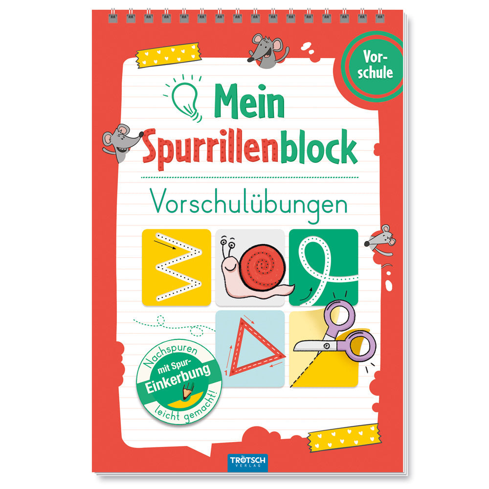TRÖTSCH - Spurrillenblock "Vorschulübungen" | Übungsbuch mit vorgeprägten Linien für spielerische Schwungübungen. Übungsheft mit kreativen Bastelideen für zusätzlichen Lernspaß | Ab 4 Jahren (Trötsch Verlag Gmbh & Co.Kg)
