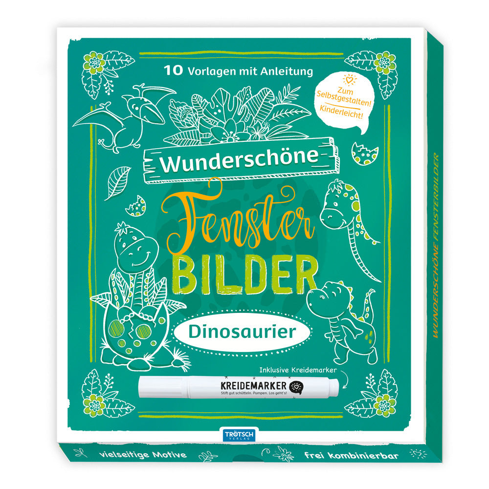 Trötsch Wunderschöne Fensterbilder mit Kreidemarker Mappe mit Vorlagen und Kreidemarker Dinosaurier (Trötsch Verlag Gmbh & Co.Kg)
