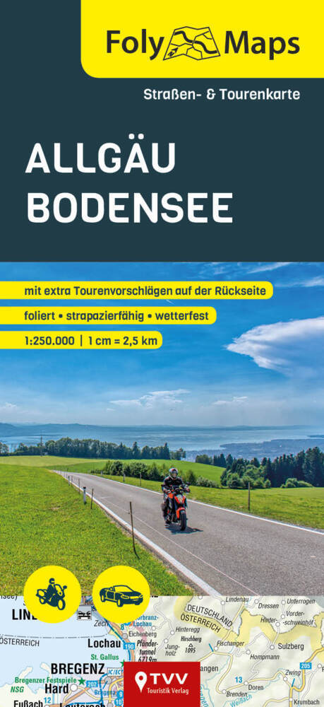 FolyMaps Karte Allgäu Bodensee 1:250 000 (Bikerbetten - Tvv Touristik Verlag Gmbh)