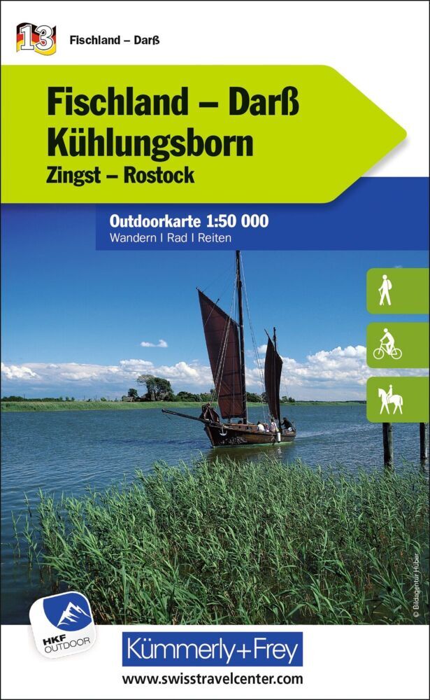 Kümmerly+Frey Outdoorkarte Deutschland 13 Fischland, Darss, Kühlungsborn 1:50.000
