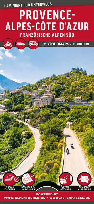 MoTourMaps Provence-Alpes-Côte d'Azur (Französische Alpen Süd) Auto- und Motorradkarte 1:300.000 (Motourmedia)