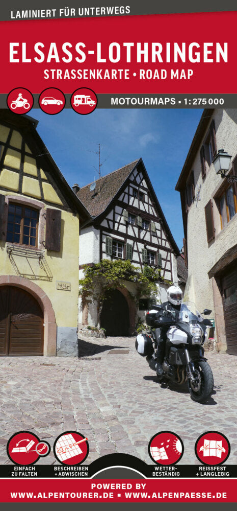 MoTourMaps Elsass & Lothringen Auto- und Motorradkarte 1:275.000 (Motourmedia)