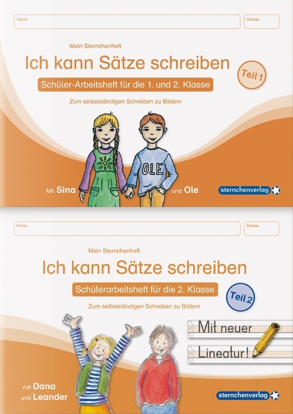 Ich kann Sätze schreiben Teil 1 und 2 im Set - Schülerarbeitshefte für die 1. und 2. Klasse (Sternchenverlag Gmbh)