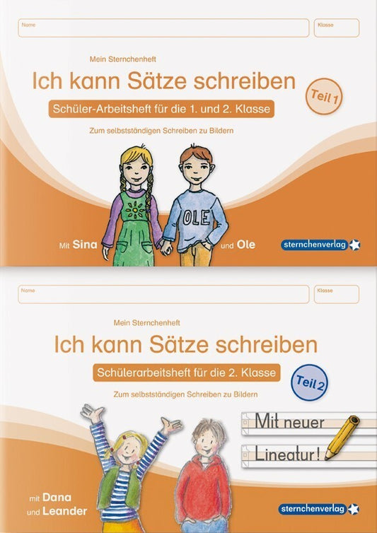 Ich kann Sätze schreiben Teil 1 und 2 im Set - Schülerarbeitshefte für die 1. und 2. Klasse (Sternchenverlag Gmbh)