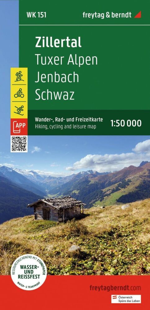 freytag & berndt Wanderkarte WK 151 Zillertal, Tuxer Alpen - Jenbach - Schwaz 1:50.000