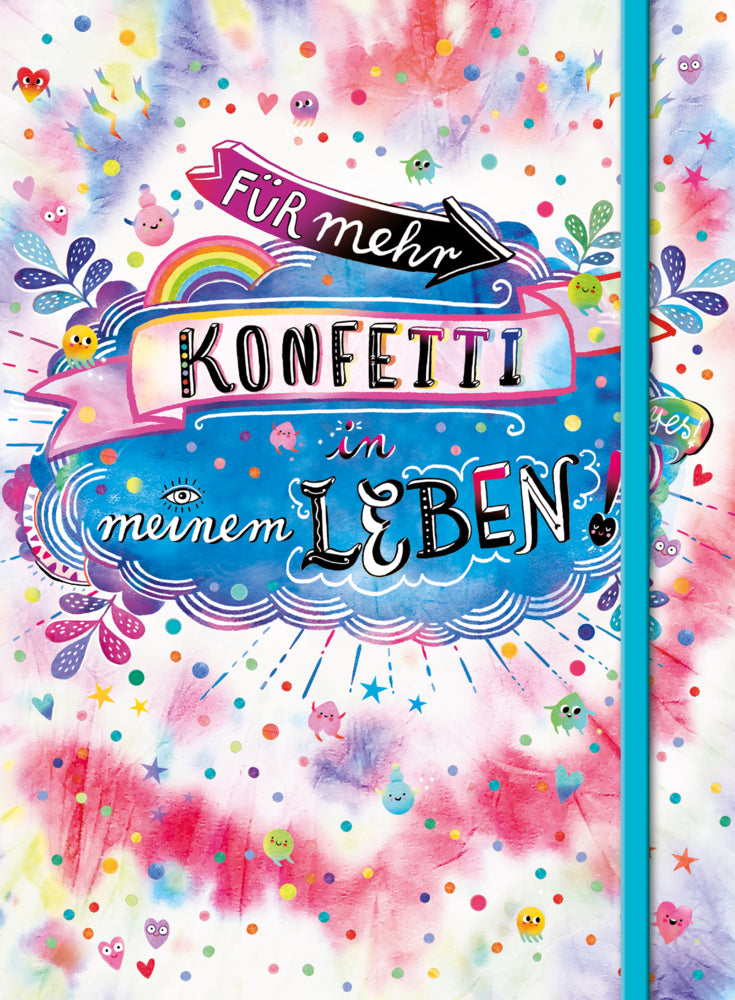 Für mehr Konfetti in meinem Leben! (Notizbuch No. 1 Emma Flint). DIN A5 punktkariert mit farbiger Einstecktasche, Lesebändchen und Verschlussgummi (Emma Flint)