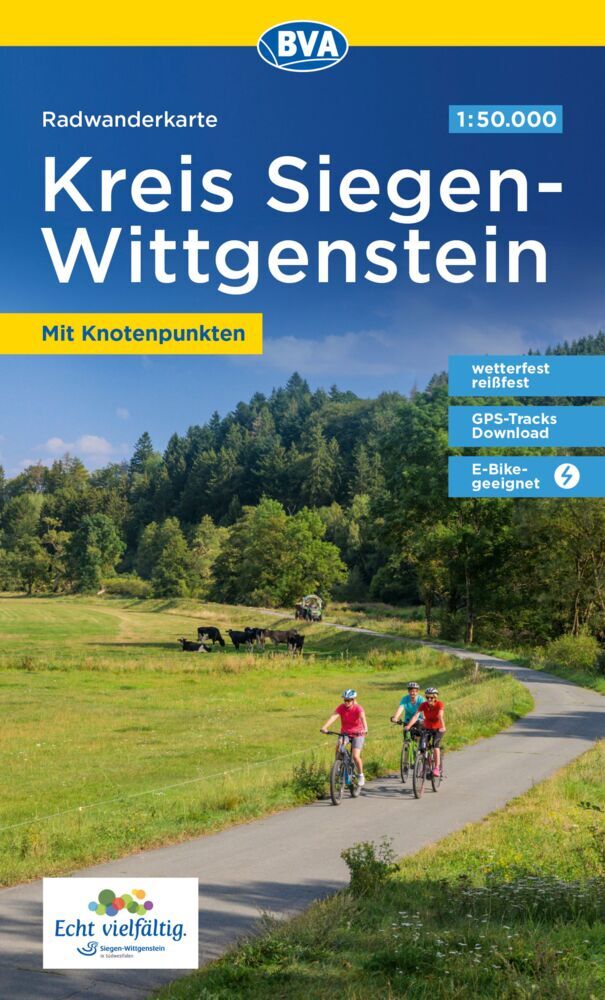 Radwanderkarte BVA Kreis Siegen-Wittgenstein mit Knotenpunkten 1:50.000, reiß- und wetterfest, GPS-Tracks Download, E-Bike-geeignet (Bva Bikemedia Gmbh)