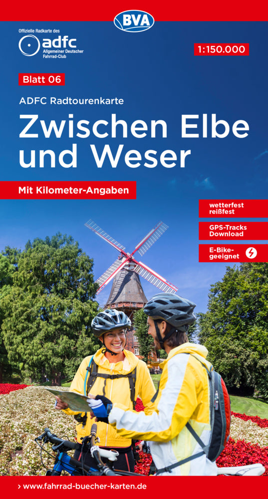 ADFC-Radtourenkarte 6 Zwischen Elbe und Weser 1:150.000, reiß- und wetterfest, GPS-Tracks Download (Allgemeiner Deutscher Fahrrad-Club E.V. (Adfc))