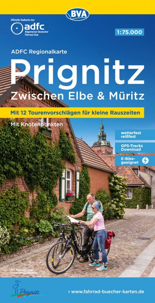 ADFC-Regionalkarte Prignitz, 1:75.000, mit Tagestourenvorschlägen, reiß- und wetterfest, E-Bike-geeignet, mit Knotenpunkten, GPS-Tracks Download (Allgemeiner Deutscher Fahrrad-Club E.V. (Adfc))