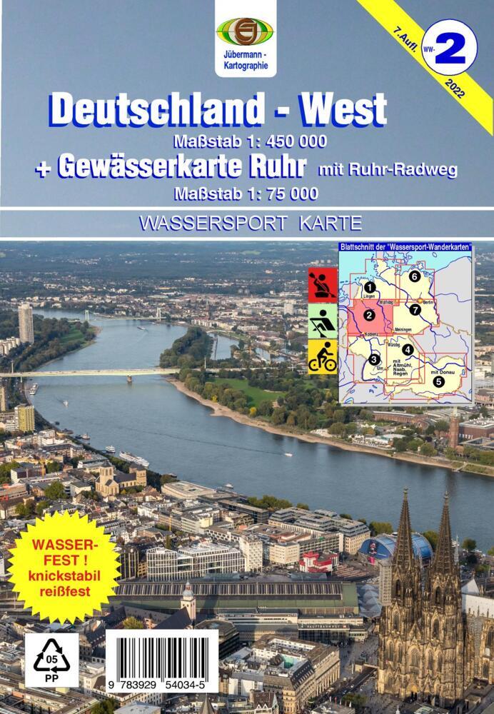 Wassersport-Wanderkarte / Deutschland-West mit Gewässerkarte Ruhr (Erhard Jübermann)