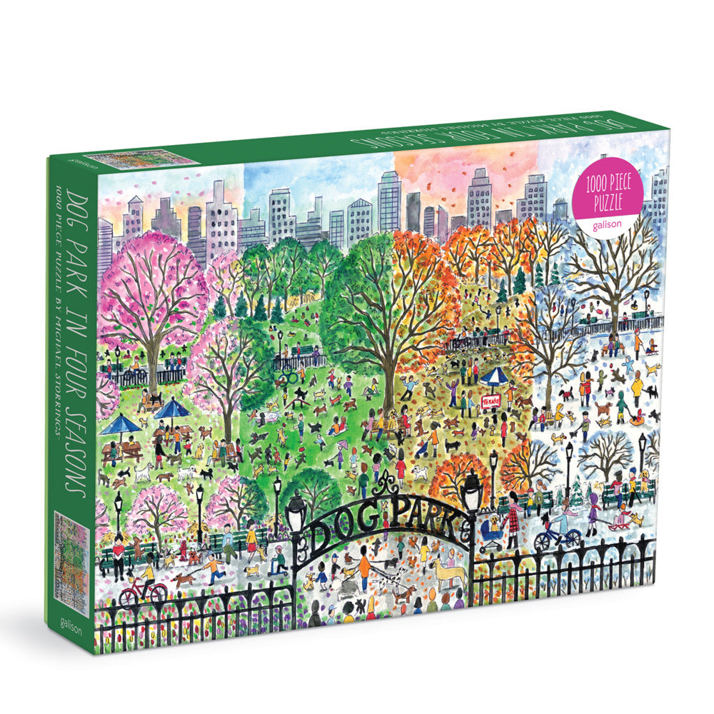 Michael Storrings Dog Park in Four Seasons 1000 Piece Puzzle (Galison)