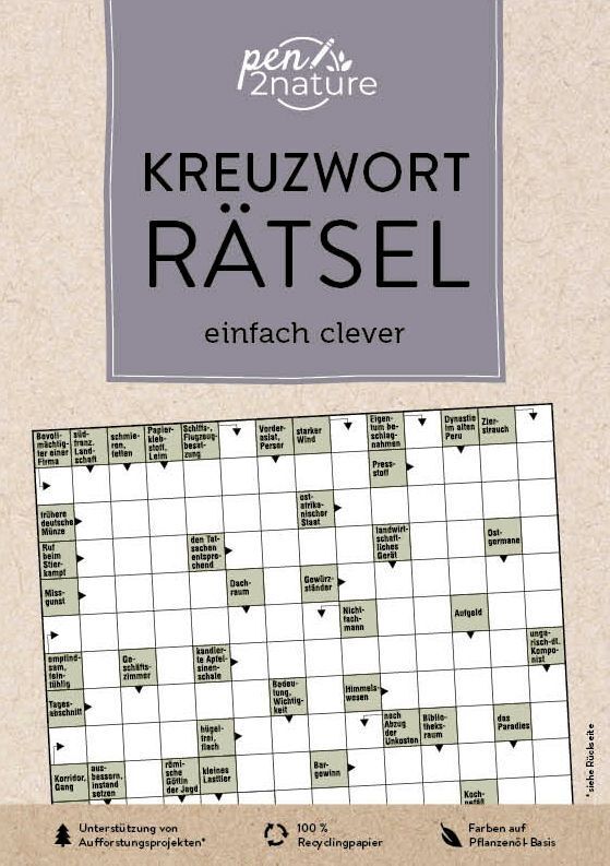 Kreuzworträtsel einfach clever. Kreuzworträtsel-Block (Pen2Nature)