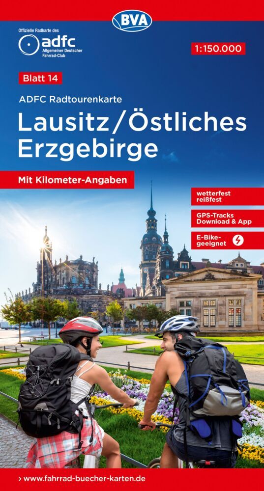 ADFC-Radtourenkarte 14 Lausitz /Östliches Erzgebirge 1:150.000, reiß- und wetterfest, E-Bike geeignet, GPS-Tracks Download, mit Bett+Bike Symbolen, mit Kilometer-Angaben (Allgemeiner Deutscher Fahrrad-Club E.V. (Adfc))