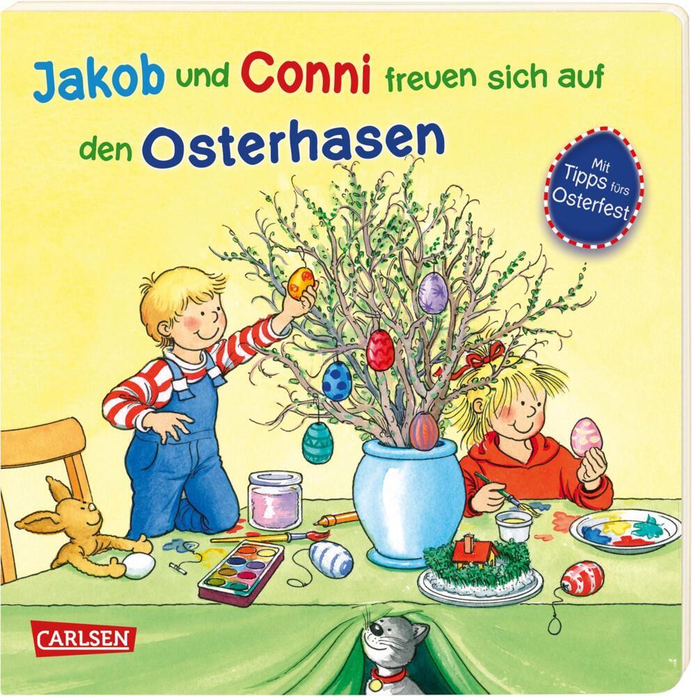Jakob und Conni freuen sich auf den Osterhasen (Sandra Grimm)