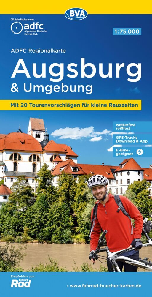 ADFC-Regionalkarte Augsburg und Umgebung, 1:75.000, mit Tagestourenvorschlägen, reiß- und wetterfest, E-Bike-geeignet, GPS-Tracks-Download (Allgemeiner Deutscher Fahrrad-Club E.V. (Adfc))