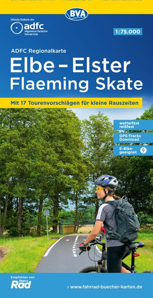 ADFC-Regionalkarte Elbe-Elster-Flaeming Skate, 1:75.000, reiß- und wetterfest, mit kostenlosem GPS-Download der Touren via BVA-website oder Karten-App (Bva Bikemedia Gmbh)