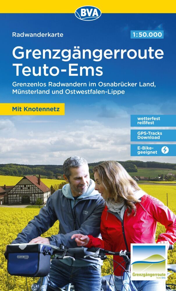 Radwanderkarte BVA Radwandern auf der Grenzgängerroute Teuto-Ems 1:50.000, reiß- und wetterfest, GPS-Tracks Download (Arbeitsgemeinschaft Der Grenzgängerroute Teuto-Ems C/O Tourismusverband Osnabrücker Land E.V.)