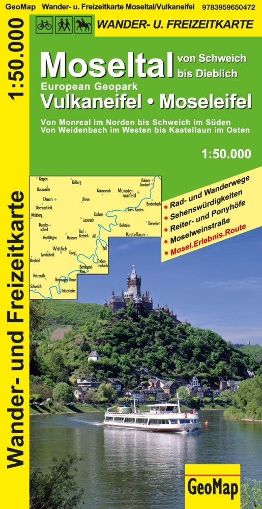 Moseltal, Vulkaneifel, Moseleifel Wander- und Freizeitkarte (Geomap)