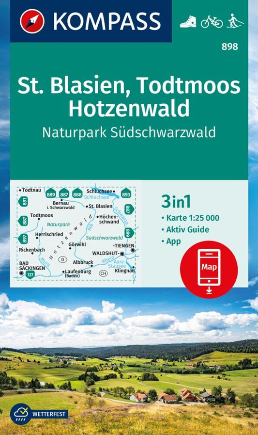 KOMPASS Wanderkarte 898 St. Blasien, Todtmoos, Hotzenwald, Naturpark Südschwarzwald 1:25.000